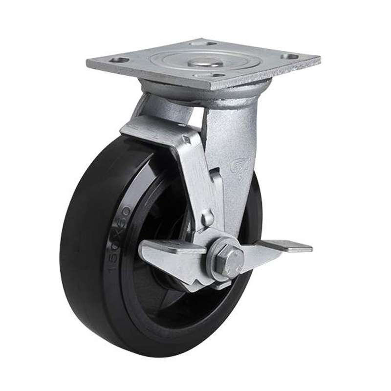 EDL Heavy 6'' 380kg Plate Side Wheel Brake PU Caster 73126C-736-66/C