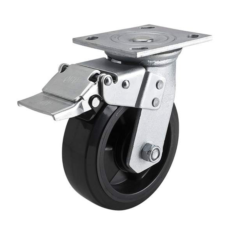 EDL Heavy 6'' 380kg Plate Iron Dual Brake PU Caster 73126L-736-66