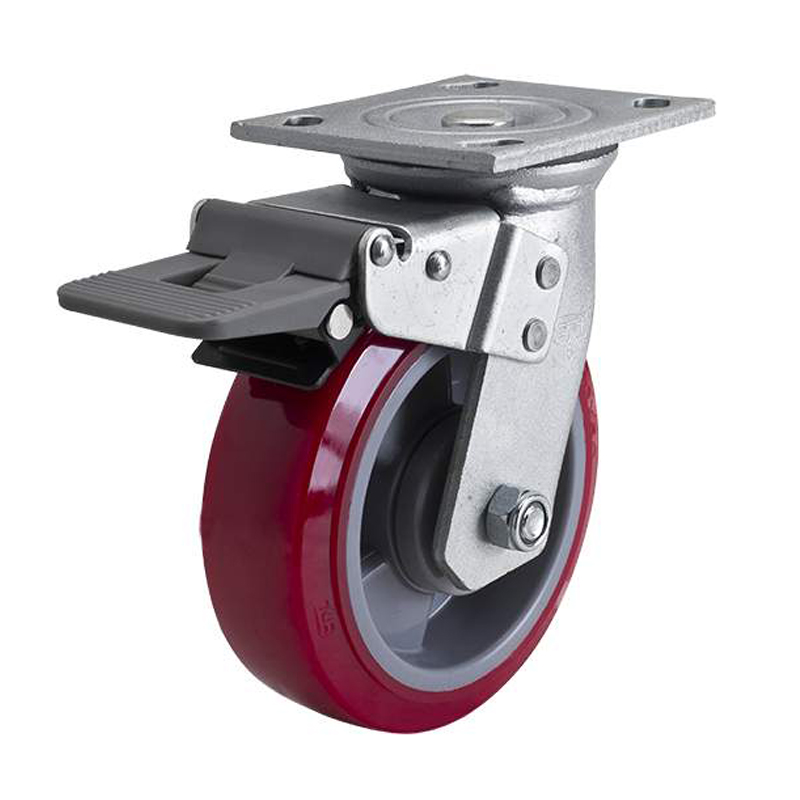 EDL Heavy 6'' 420kg Plate Plastic Dual Brake TPU Caster 73126H-736-86