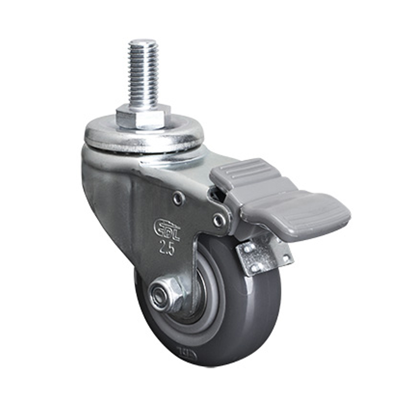 EDL Light 2.5'' 80kg Threaded Brake PU Caster 361425H-3625-76