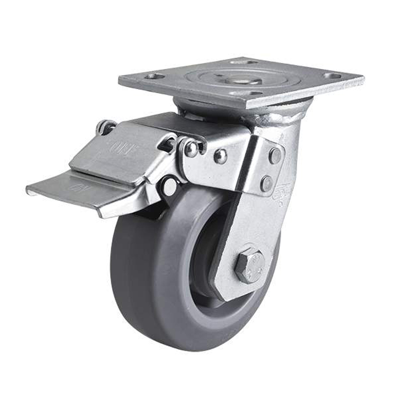 EDL Heavy 5'' 300kg Plate Iron Dual Brake TPE Caster 73125L-735-56