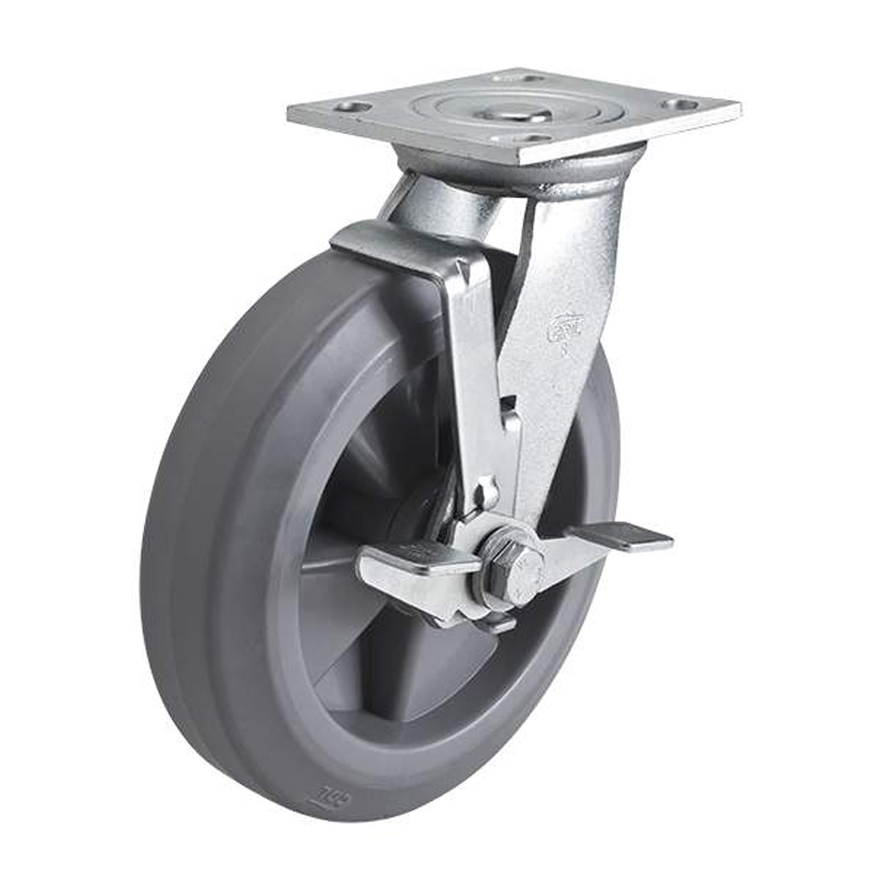 EDL Heavy 8'' 400kg Plate Side Wheel Brake TPE Caster 73128C-738-56/C