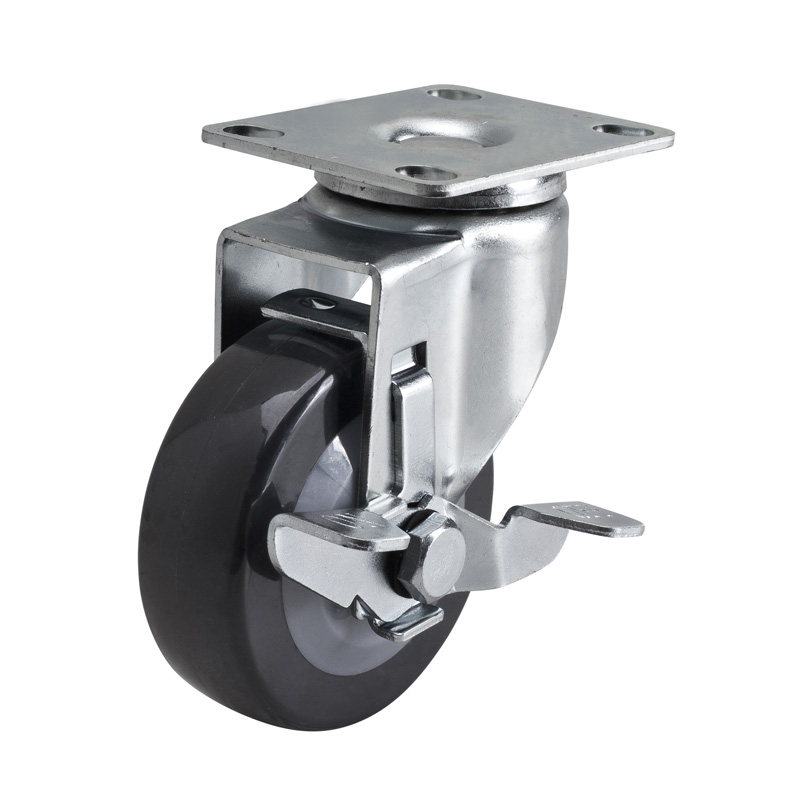 EDL Light 3'' 60kg Plate Side Wheel Brake PU caster 36123C-363-64/C