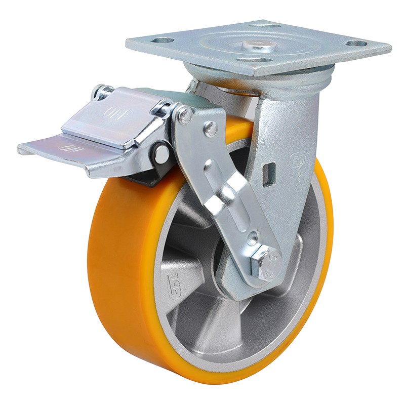 EDL Heavy 6'' 460kg Plate Iron Wheel Brake TPU Caster 73126E-736-86A/E