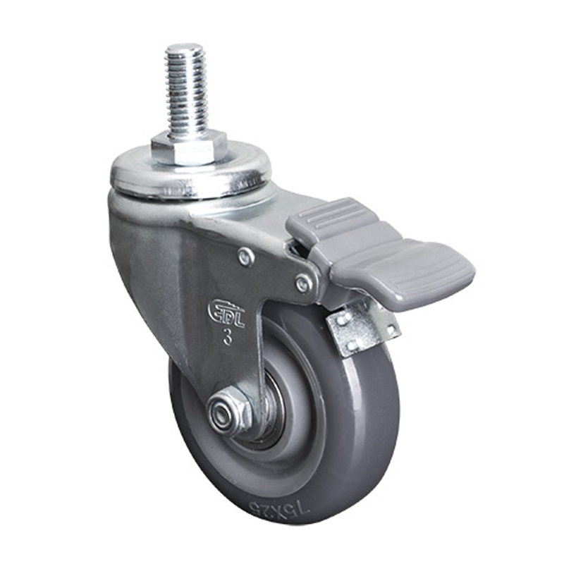 EDL Light 3'' 80kg Threaded Brake PU caster 36143H-363-76