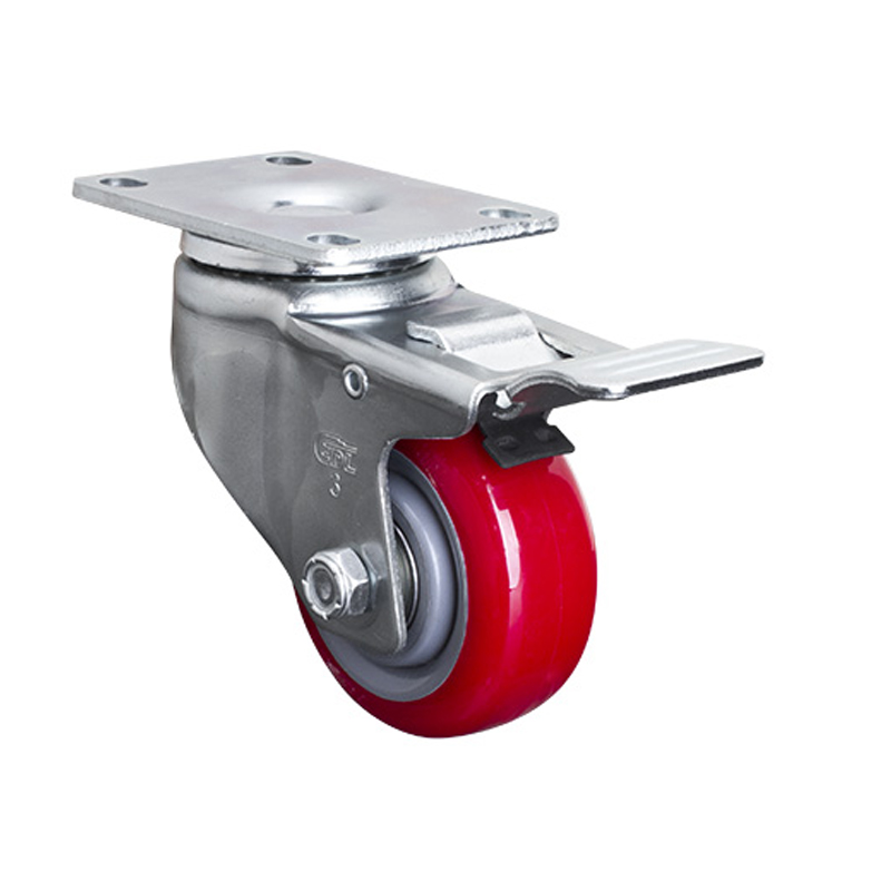 EDL Medium 3" 150kg Plate Al. Dual Brake TPU Caster 50123P-503-86