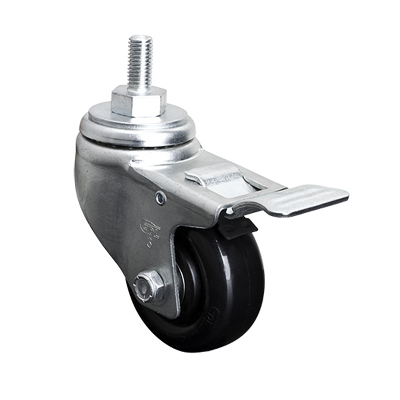 EDL Medium 3" 140kg Threaded Al. Dual Brake PU Caster 50143P-503-66