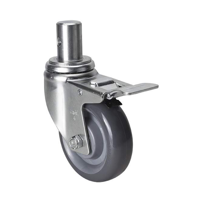 EDL Medium 4'' 150Kg Stem Iron Dual Brake PU Caster 50164L-504-76