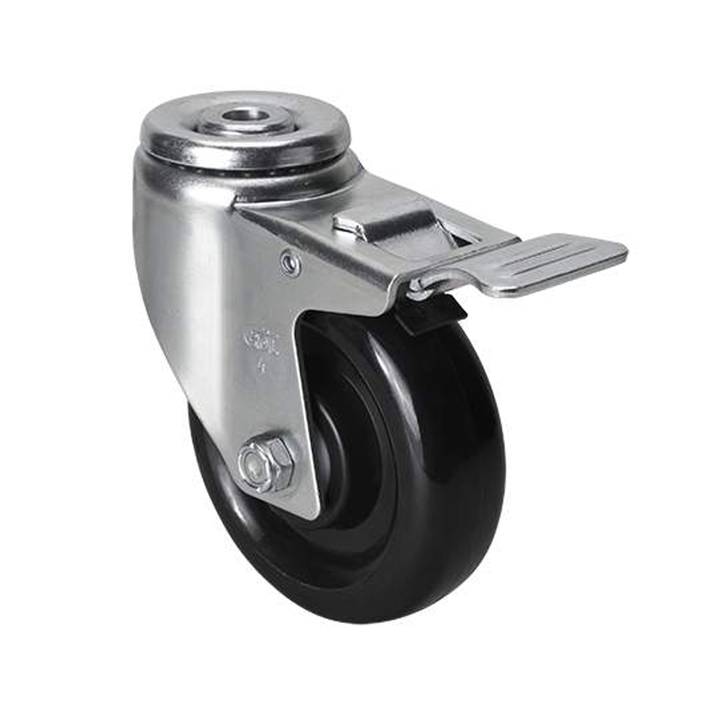 EDL Medium 4'' 120Kg Bolt Hole  Iron Dual Brake PU Caster50184L-504-65