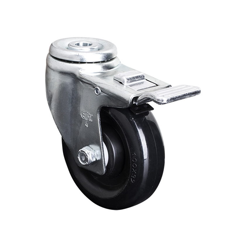 EDL Medium 4'' 120Kg Bolt Hole  Al. Dual Brake PU Caster50184P-504-65