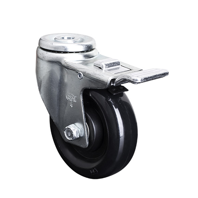 EDL Medium 4'' 140Kg Bolt Hole  Al. Dual Brake PU Caster50184P-504-66