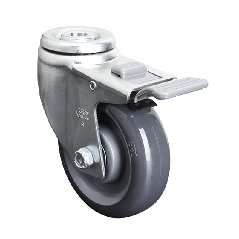 EDL Medium 4'' 150Kg Bolt Hole Plastic Dual Brake PU Caster50184H-504-76