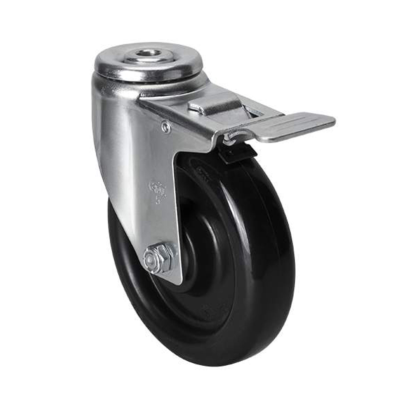 EDL Medium 5'' 120Kg Bolt Hole  Iron Dual Brake PU Caster50185L-505-65