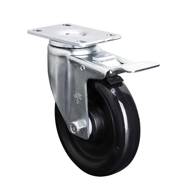 EDL Medium 5" 140Kg Plate Al. Dual Brake PU Caster 50125P-505-66