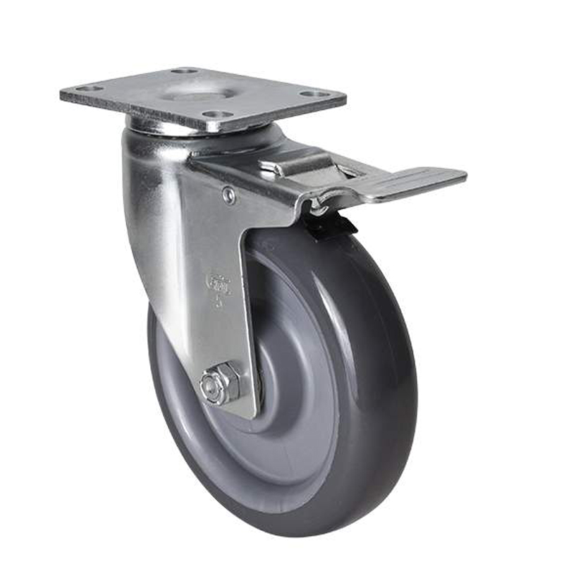 EDL Medium 5" 150Kg Plate Iron Dual Brake PU Caster 50125L-505-76