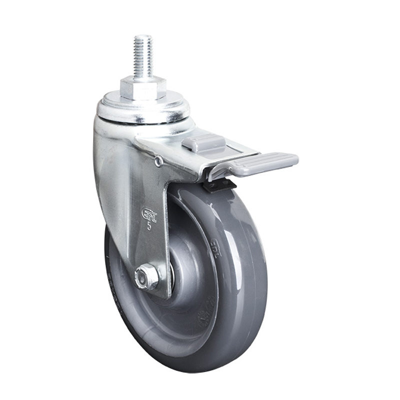 EDL Medium 5'' 150Kg Threaded Plastic Dual Brake PU Caster50145H-505-76