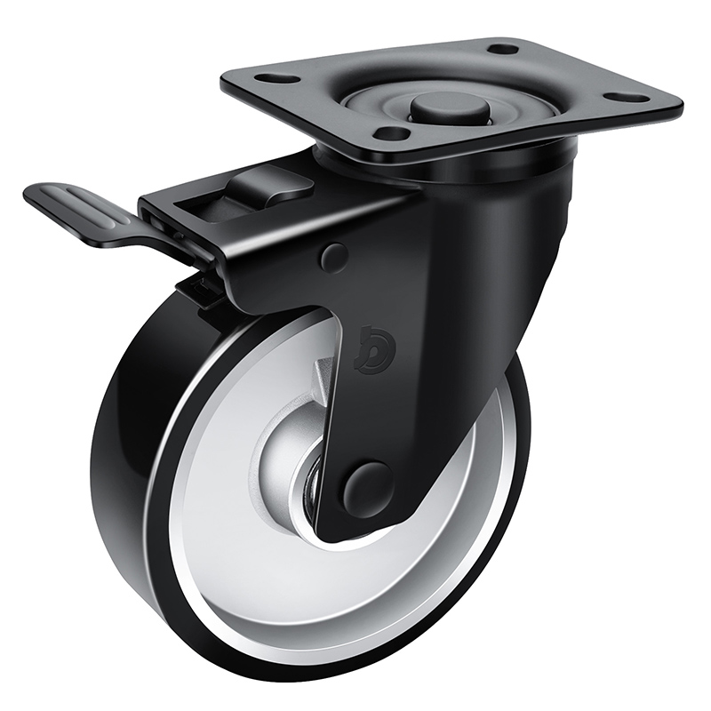 JARABO High-powered Medium 5" 300kg Plate Dual Brake TPU Caster J64525L-A645-86A