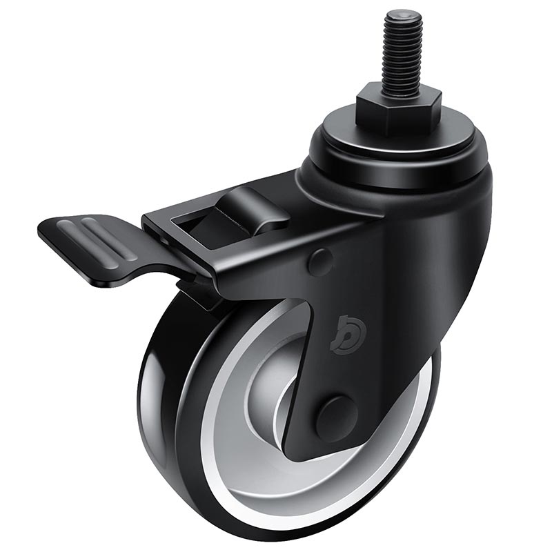 JARABO High-powered Medium 4" 110kg Threaded Dual Brake TPU Caster J50544L-A504-86A