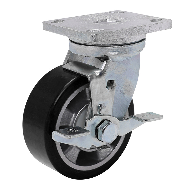 EDL Anti-electrostatic Heavy 5" 700kg Plate Side Wheel Brake TPU Caster 78125C-A785-86A/C