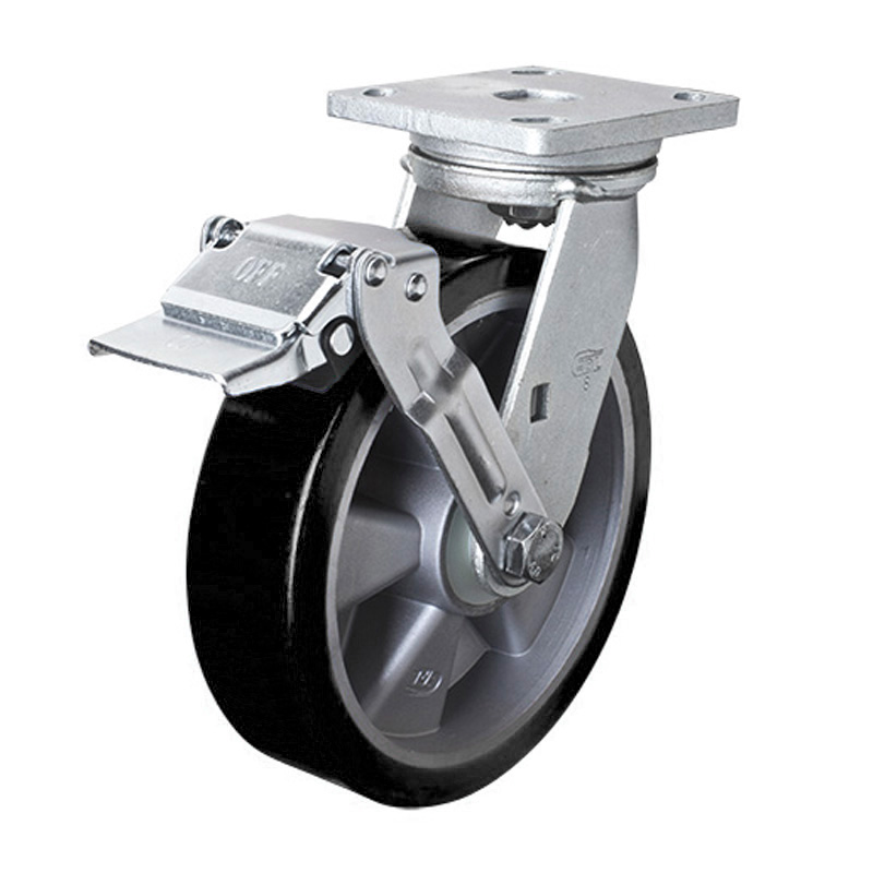 EDL Anti-electrostatic Heavy 8" 800kg Plate Iron Wheel Brake TPU Caster 78128E-A788-86A/E