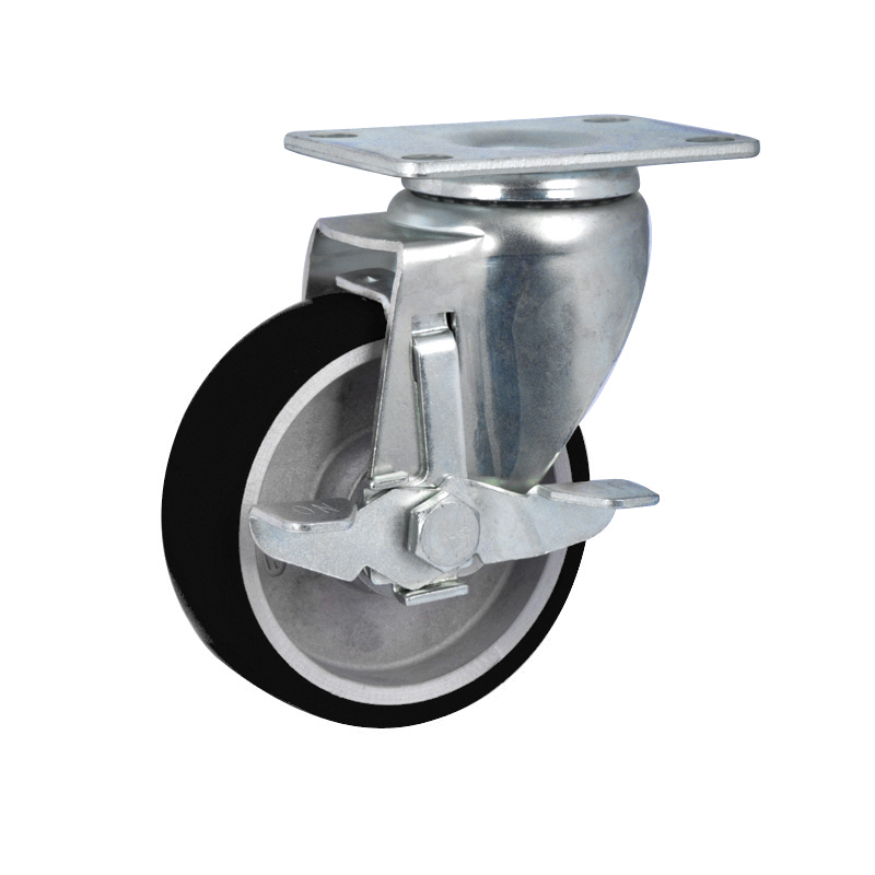 EDL Anti-electrostatic Medium 4'' 150kg Plate Side Wheel Brake TPU Caster 50124C-A504-86A