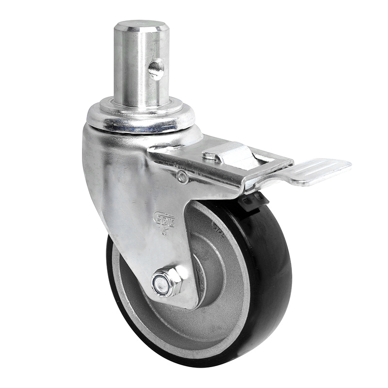 EDL Anti-electrostatic Medium 4" 150kg Stem Iron Dual Brake TPU Caster 50164L-A504-86A