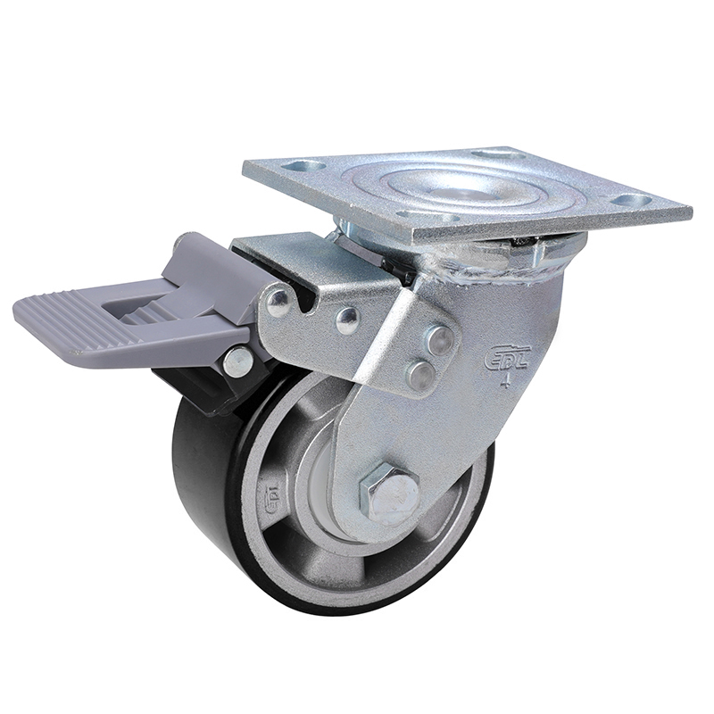 EDL Anti-electrostatic Heavy 4'' 400kg Plate Plastic Dual Brake TPU Caster73124H-A734-86A