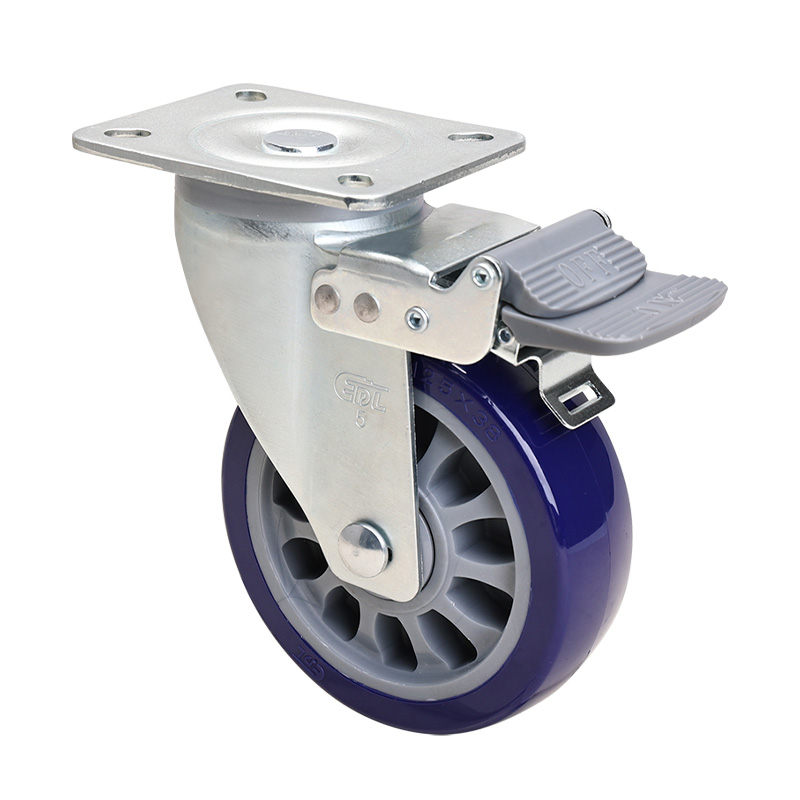 EDL Medium 5" 250kg Plate Brake TPU Caster 66125H-665-86