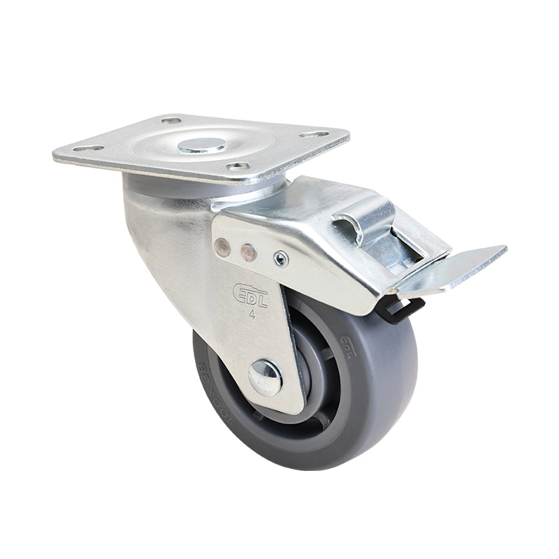 EDL Medium 4" 180kg Plate Iron Dual Brake TPE Caster 66124L-664-56