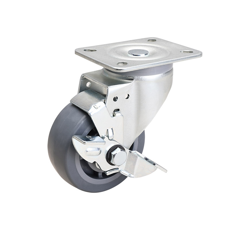 EDL Medium 4" 180kg Plate Side Wheel Brake TPE Caster 66124C-664-56/C