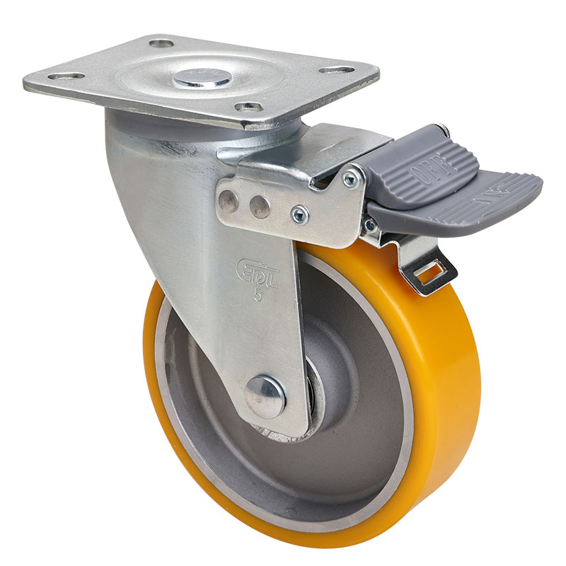 EDL Medium 5" 300kg Plate Brake TPU Caster 66125H-665-86A