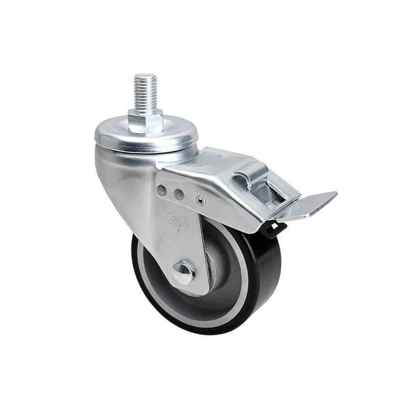 EDL Anti-electrostatic Medium 4" 300kg Threaded Iron Dual Brake TPU Caster 66144L-A674-86A