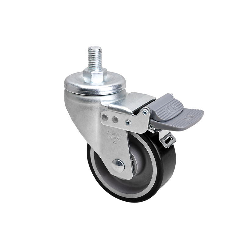 EDL Anti-electrostatic Medium 4" 300kg Threaded Brake TPU Caster 66144H-A674-86A