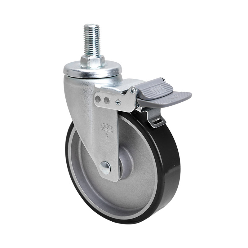 EDL Anti-electrostatic Medium 6" 300kg Threaded Brake TPU Caster 66146H-A676-86A