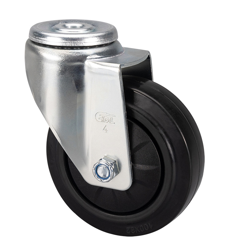 EDL Medium 4'' 110Kg Bolt Hole Swivel Ethylene Rubber Caster 50174-574-37