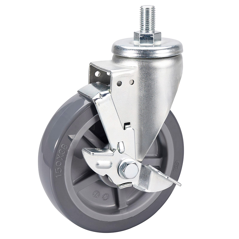 EDL Medium 6" 200kg Threaded Side Wheel Brake PU Caster 66146C-666-76/C